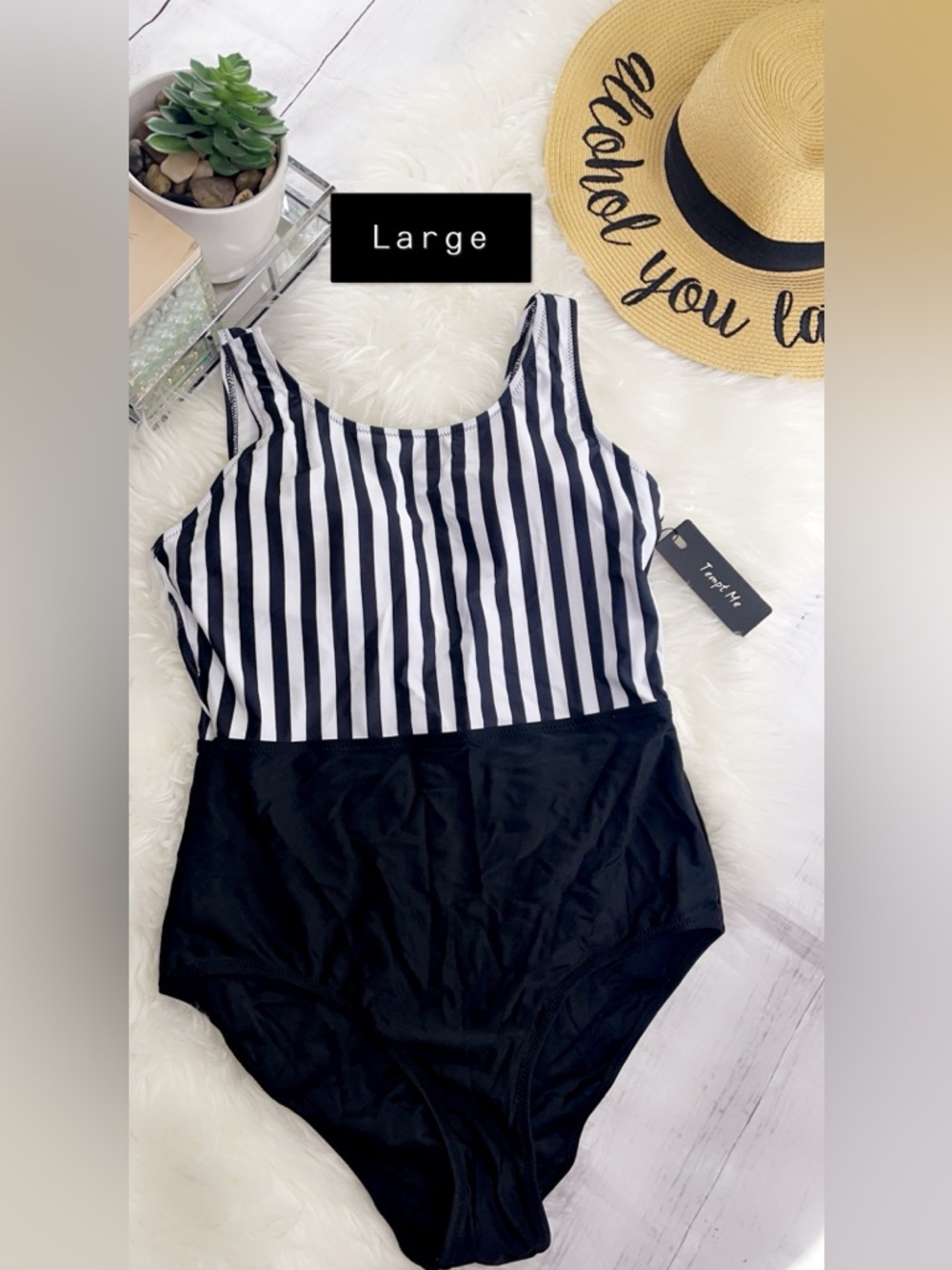 Black & White Stripe One-Piece Swimsuit